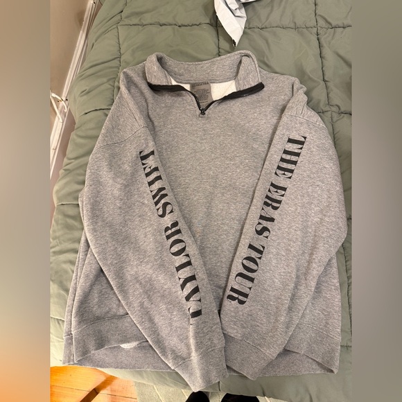 Taylor Swift Sweaters - Taylor Swift Eras Tour Gray Quarter Zip (Midnights design/ No TTPD on back)